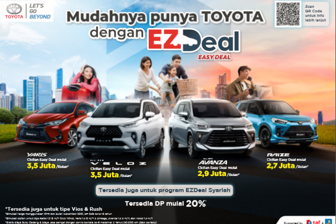 50 TAHUN TOYOTA DI INDONESIA   PROGRAM CICILAN RINGAN EZDEAL KINI  MENG-COVER 6 MODEL KENDARAAN TOYOTA  GUNA MEMBERIKAN SOLUSI BERMOBILITAS YANG LEBIH BAIK BAGI PELANGGAN