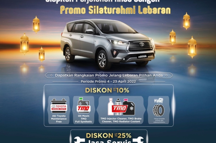 TOYOTA HADIRKAN PROGRAM PROMO SERVIS BERKALA KENDARAAN  “JELANG LEBARAN” UNTUK MENYAMBUT PERSIAPAN MUDIK LEBARAN  PELANGGAN BISA MENIKMATI DISKON UNTUK PRODUK SUKU CADANG TOYOTA TERTENTU & BIAYA JASA SERVIS