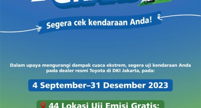 Toyota-Astra Motor Adakan Program Uji Emisi Gratis di Bengkel Resmi Wilayah DKI Jakarta Demi Hadirkan Udara yang Lebih Bersih dan Sehat