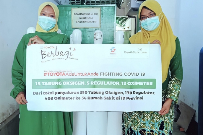 “TOYOTA ADA UNTUK ANDA” SEBAGAI KOMITMEN TOYOTA INDONESIA UNTUK TURUT SERTA DALAM MEMBANTU PENANGGULANGAN PANDEMI COVID-19  Toyota Perluas Jangkauan Pemberian Bantuan Alat Medis:  810 Tabung Oksigen Beserta Isinya Telah Didistribusikan ke 40 Rumah Sakit y