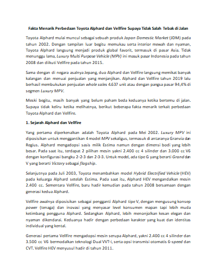 apa perbedaan toyota alphard dan vellfire